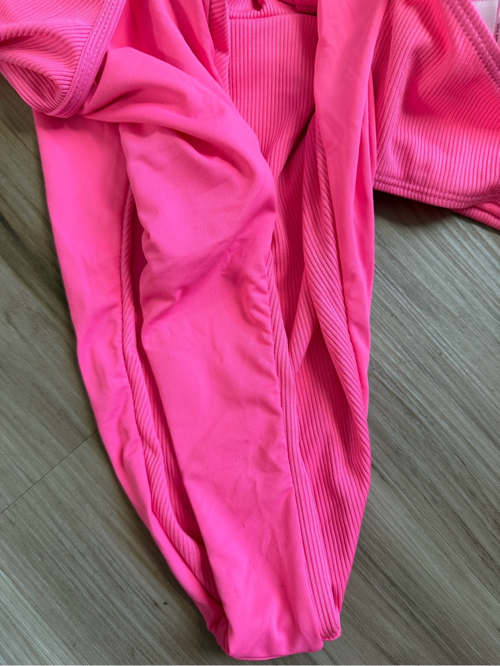 Pink Lily Neon Pink Ribbed Ruffle Bikini Set Size XL - Picture 3 of 5